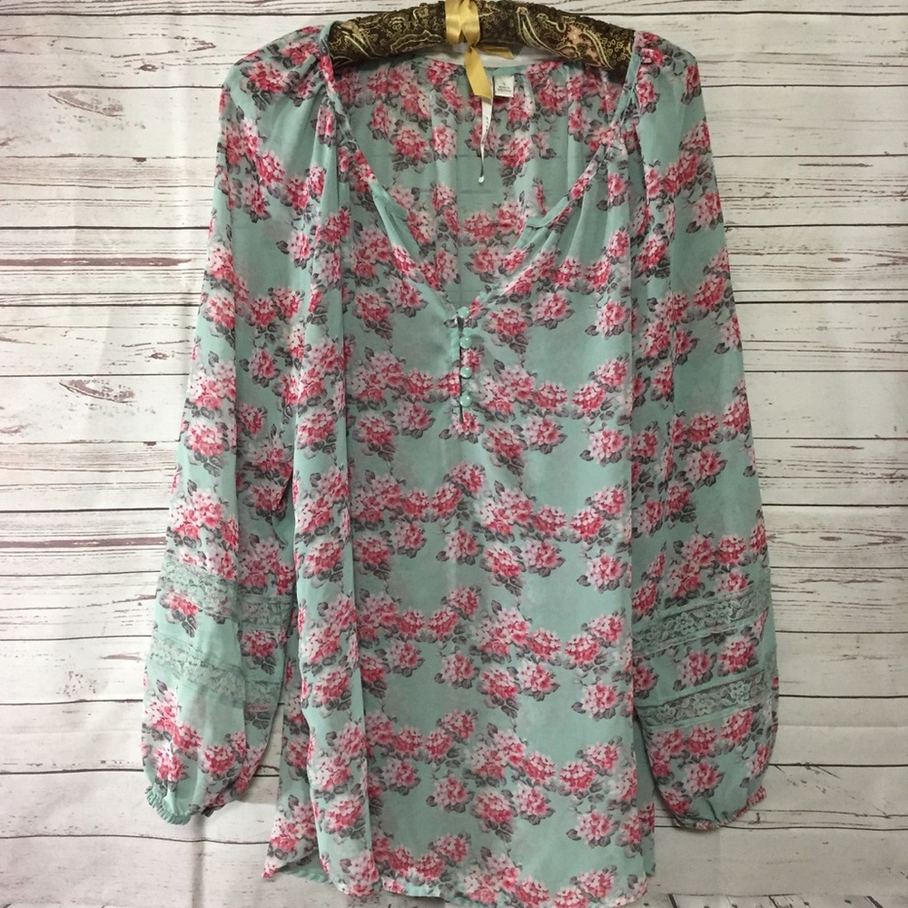 Lc Lauren Conrad cherry blossom tunic blouse small